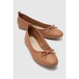 LuviShoes 01 Taba Cilt Hakiki Deri Kadın Babet Ayakkabı