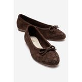 Luvishoes 03 Kahverengi Süet Hakiki Deri Kadın Babet Ayakkabı Kahverengi