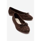 LuviShoes 03 Kahverengi Süet Hakiki Deri Kadın Babet Ayakkabı