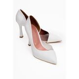 LuviShoes 653 Beyaz Cilt Topuklu Kadın Ayakkabı