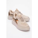 LuviShoes Aere Bej Desenli Kadın Spor Ayakkabı