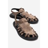 LuviShoes ALONE Vizon Süet Hakiki Deri Kadın Sandalet