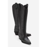 LuviShoes ANIA Siyah Cilt Hakiki Deri Kadın Western Çizme