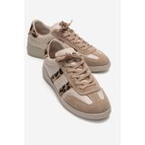LuviShoes ARDIX Bej Desenli Hakiki Deri Kadın Spor Ayakkabı