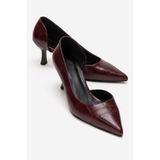 LuviShoes AREL Bordo Baskı Kadın Topuklu Ayakkabı