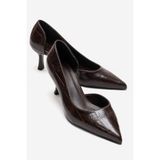 LuviShoes AREL Kahverengi Baskı Kadın Topuklu Ayakkabı