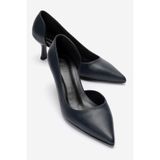 LuviShoes AREL Lacivert Cilt Kadın Topuklu Ayakkabı