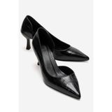 LuviShoes AREL Siyah Baskı Kadın Topuklu Ayakkabı
