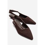 LuviShoes AVIVA Kahverengi Süet Sivri Burunlu Kadın Alçak Topuklu Ayakkabı
