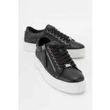 LuviShoes BERLY Siyah Hakiki Deri Kadın Sneakers
