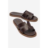 LuviShoes BIORA Bordo Hakiki Deri Kadın Terlik