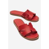 LuviShoes BIORA Kırmızı Hakiki Deri Kadın Terlik
