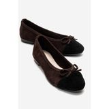 LuviShoes BOLEO Kahverengi Süet Siyah Hakiki Deri Kadın Babet Ayakkabı
