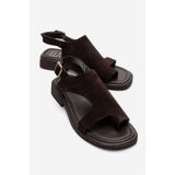 LuviShoes BURLEY Kahverengi Süet Hakiki Deri Parmak Arası Kadın Sandalet