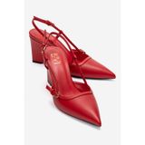 LuviShoes CELIA Kırmızı Cilt Sivri Burunlu Kadın Dolgu Topuklu Ayakkabı