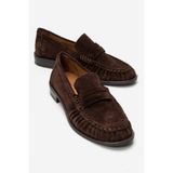 LuviShoes CHEN Kahverengi Süet Hakiki Deri Kadın Loafer Ayakkabı