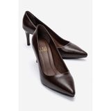 LuviShoes CLYDE Kahverengi Cilt Hakiki Deri Kadın Topuklu Ayakkabı
