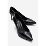 LuviShoes CLYDE Siyah Cilt Hakiki Deri Kadın Topuklu Ayakkabı