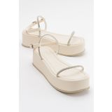 LuviShoes Ekos Ekru Bej Kadın Sandalet