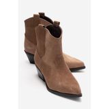 LuviShoes ELIA Toprak Süet Hakiki Deri Kadın Western Bot