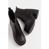 LuviShoes Emma Siyah Cilt Kadın Bot