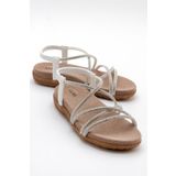 LuviShoes EVER Beyaz Taşlı Kadın Sandalet
