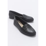 LuviShoes F02 Siyah Cilt Kadın Babet