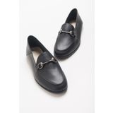 LuviShoes F03 Siyah Cilt Kadın Babet