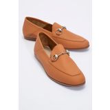LuviShoes F03 Taba Cılt Derı Kadın Babet
