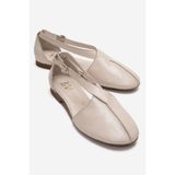 LuviShoes FABLE Bej Cilt Hakiki Deri Yanları Açık Kadın Babet Ayakkabı