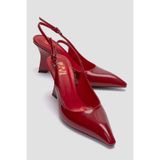 LuviShoes FELON Kırmızı Rugan Kadın Dolgu Topuklu Ayakkabı