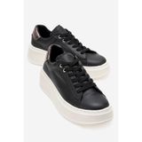 LuviShoes GUENO Siyah Cilt Hakiki Deri Kadın Spor Ayakkabı