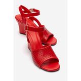 LuviShoes HERVON Kırmızı Cilt Kadın Dolgu Topuklu Ayakkabı