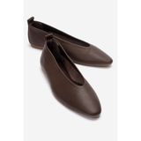 LuviShoes JENAS Kahverengi Cilt Hakiki Deri Kadın Babet Ayakkabı