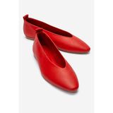 LuviShoes JENAS Kırmızı Cilt Hakiki Deri Kadın Babet Ayakkabı