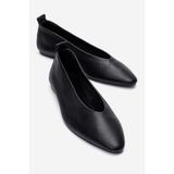 LuviShoes JENAS Siyah Cilt Hakiki Deri Kadın Babet Ayakkabı