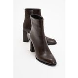 LuviShoes JEWEL Kahve Cilt Kadın Topuklu Bot