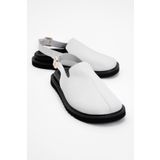 LuviShoes LABY Beyaz Cilt Hakiki Deri Kadın Sandalet