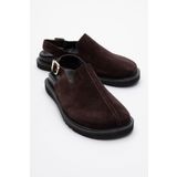 LuviShoes LABY Kahverengi Süet Hakiki Deri Kadın Sandalet