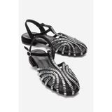 LuviShoes LAVINA Siyah Süet Taşlı Kadın Sandalet