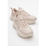 LuviShoes LECCE Bej Cilt Kadın Spor Ayakkabı