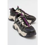 LuviShoes LEONA Siyah Mor Kadın Spor Sneakers