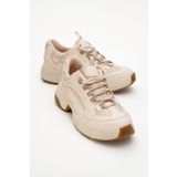 LuviShoes LETTY Bej Baskı Fileli Kadın Spor Ayakkabı