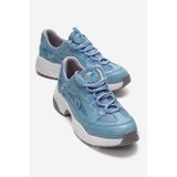 LuviShoes LETTY Mavi Baskı Fileli Kadın Spor Ayakkabı