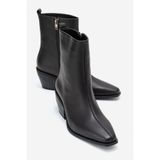 LuviShoes LEXIA Siyah Cilt Hakiki Deri Kadın Western Bot