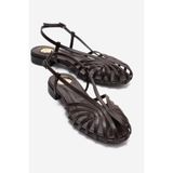LuviShoes LISS Kahverengi Cilt Kadın Sandalet