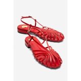 LuviShoes LISS Kırmızı Cilt Kadın Sandalet