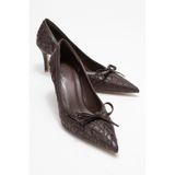 Luvishoes Luvi Shoes Camden Kahverengi Desenli Fiyonklu Kadın Topuklu Ayakkabı Kahverengi