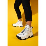 Luvishoes Luvi Shoes Clara Beyaz Laci Fermuarlı Ve Bağcıklı Kadın Spor Bot Beyaz - Lacivert