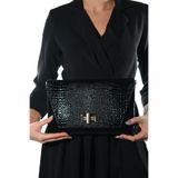 LuviShoes MAORI Siyah Baskı Rugan Kadın Clutch Çanta